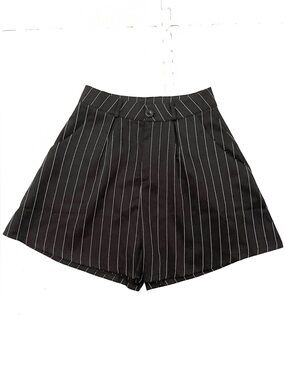 High-Waist Black Pinstripe Women’s Shorts